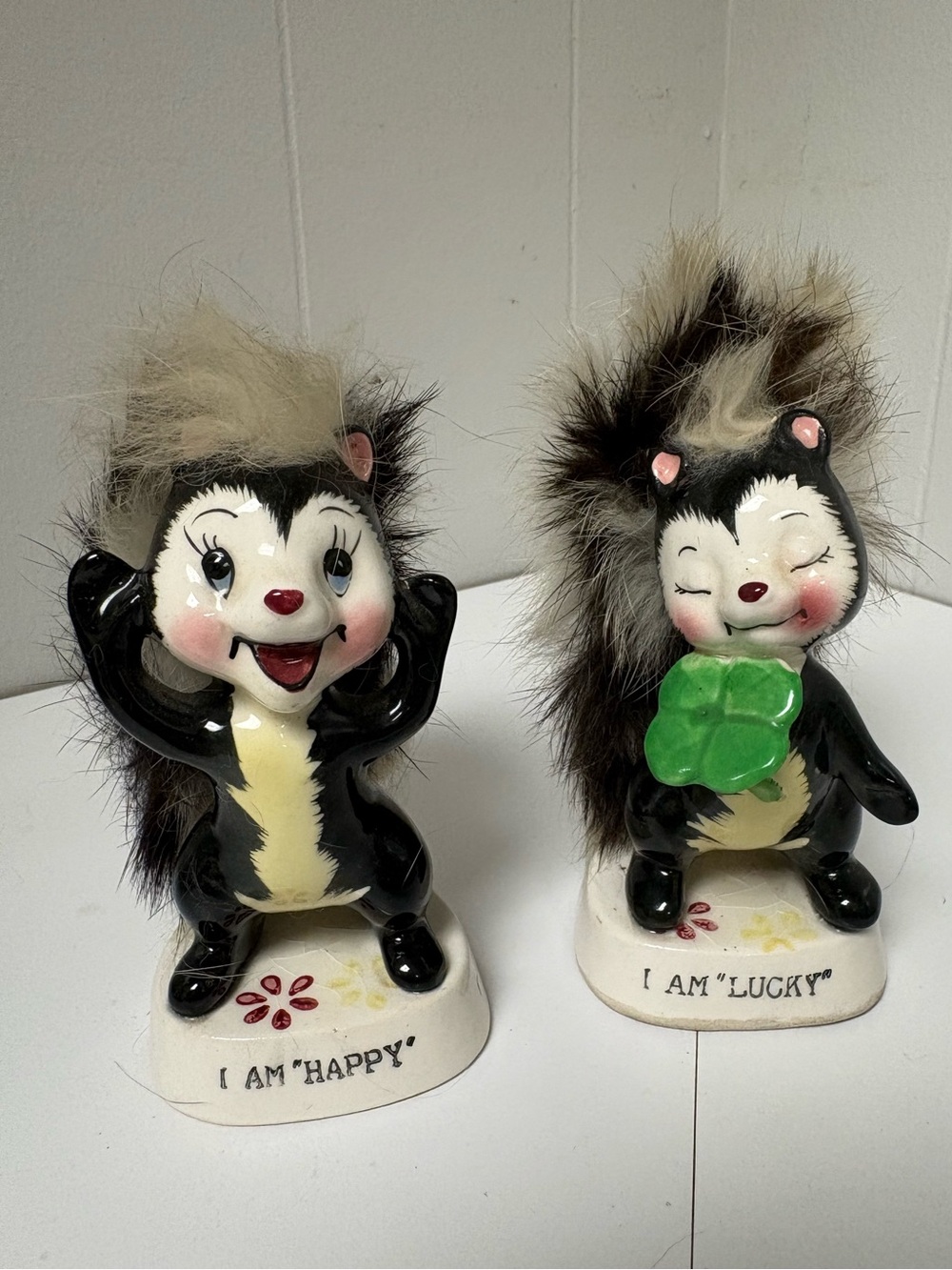 Vintage 50s Napco Anthropomorphic Skunk Figurines Made in Japan Porcelain